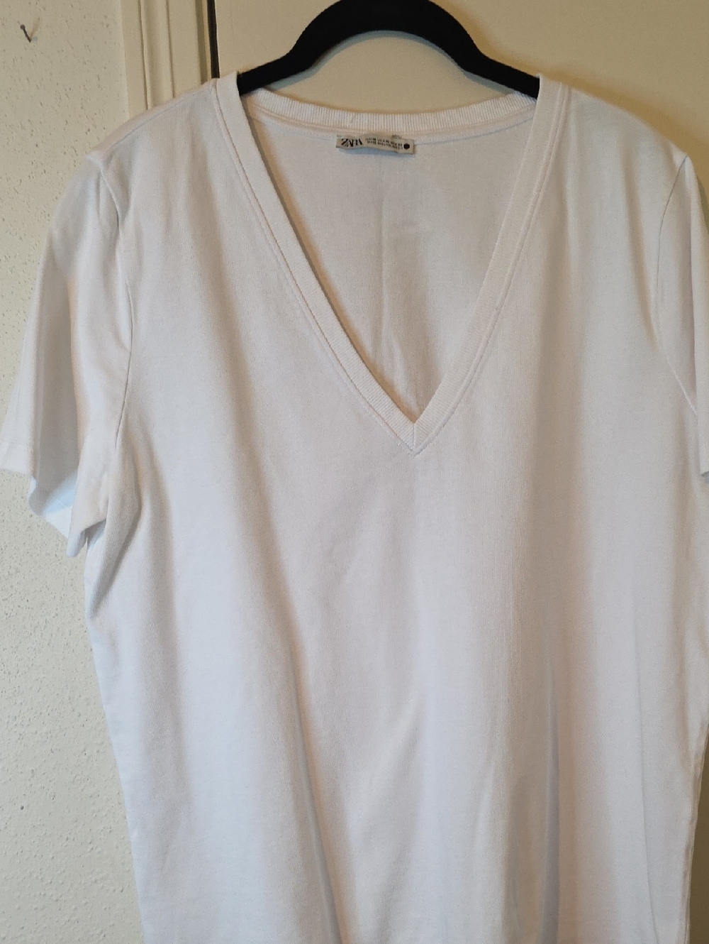 Zara White Ribbed Crewneck Tee - Picture 3 of 4